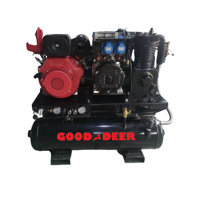 Compressor de ar de tanque duplo diesel 3 em 1